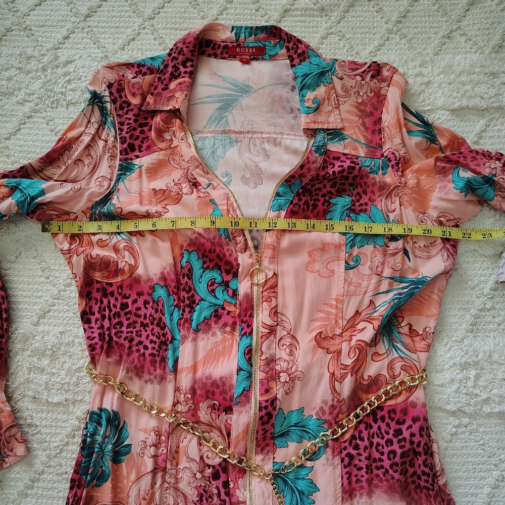 SOLD Pink and Blue Patterned Shirt Dress - Picture 11 of 12